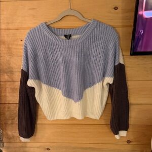 Rue21 Tri-Tone Crew Neck Sweater in Lavender, Ivory, and Chocolate